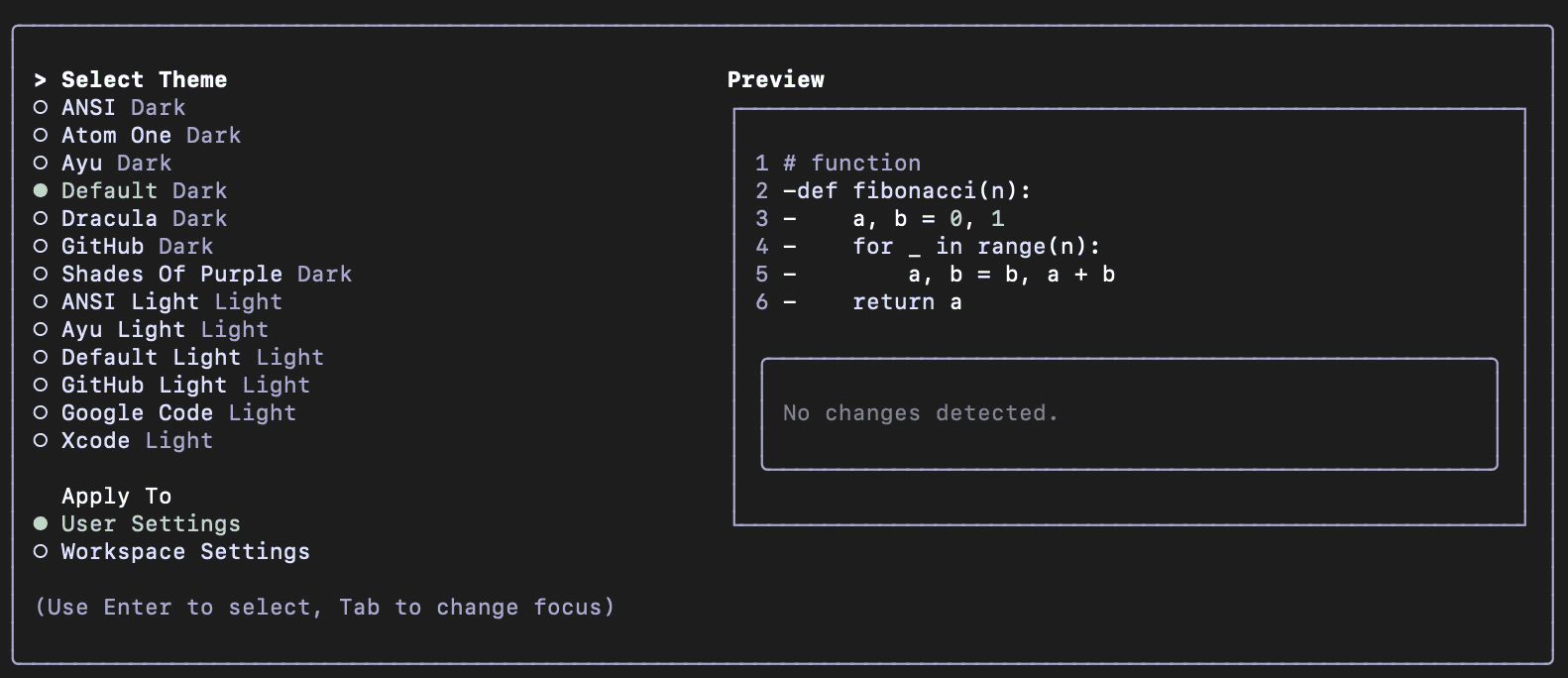 Gemini CLI theme selector